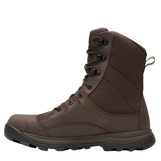 Brown hiking boot on a white background