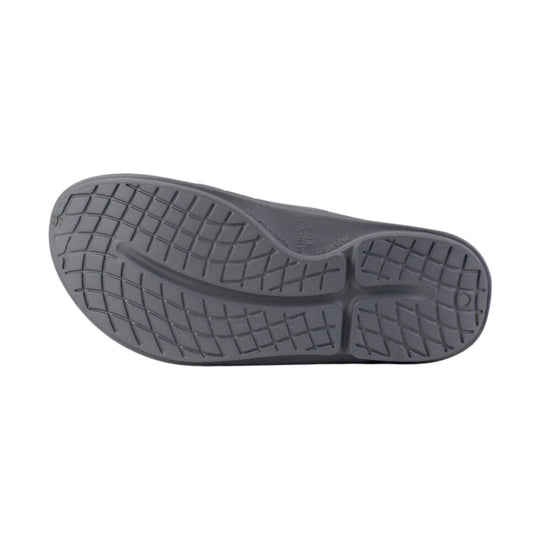 Gray slip-on sandal outsole with tread pattern