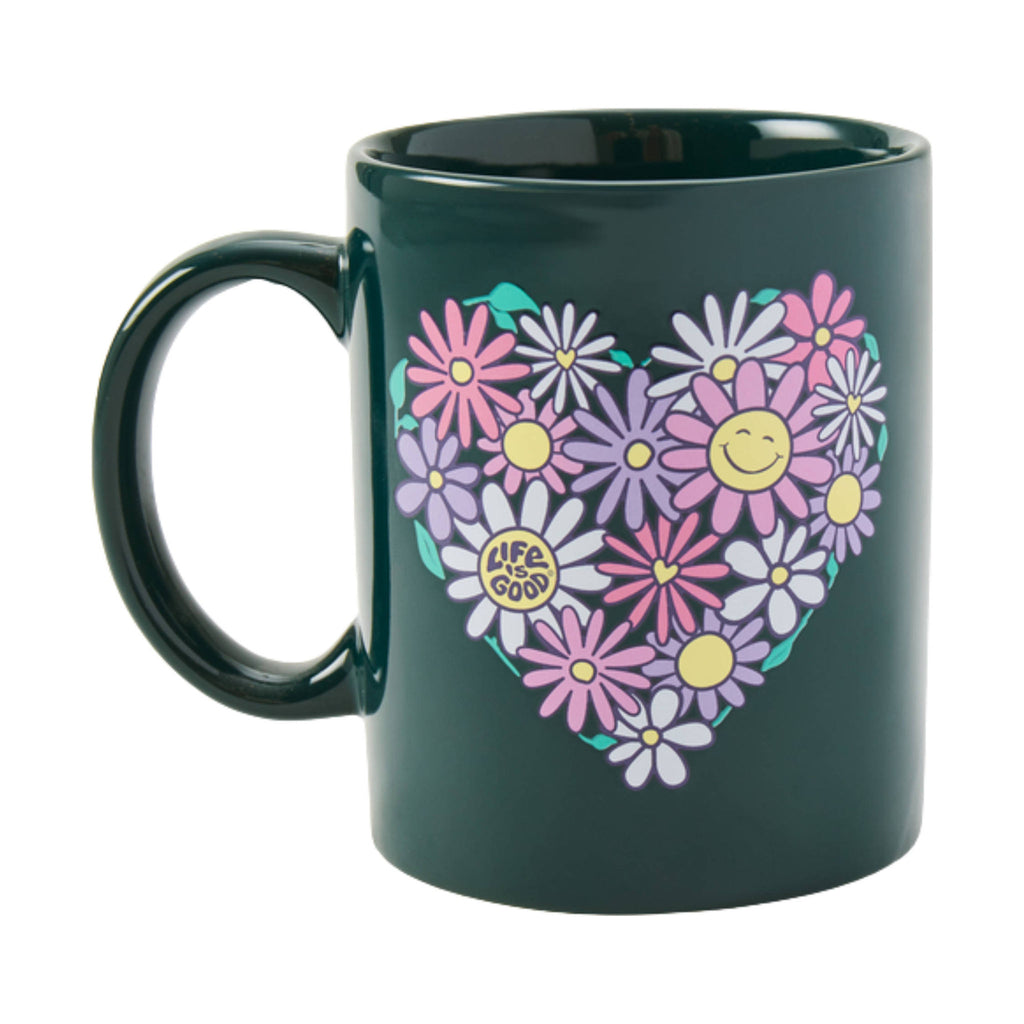 Life Is Good Flower Heart Jake's Mug - Spruce Green - Lenny's Shoe & Apparel