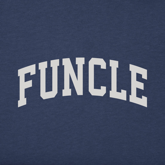 Navy blue shirt with 'FUNCLE' printed in white text