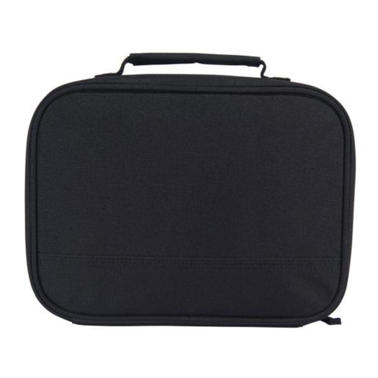 Black carrying case on a white background