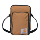Brown crossbody bag with black accents and Carhartt logo on a white background