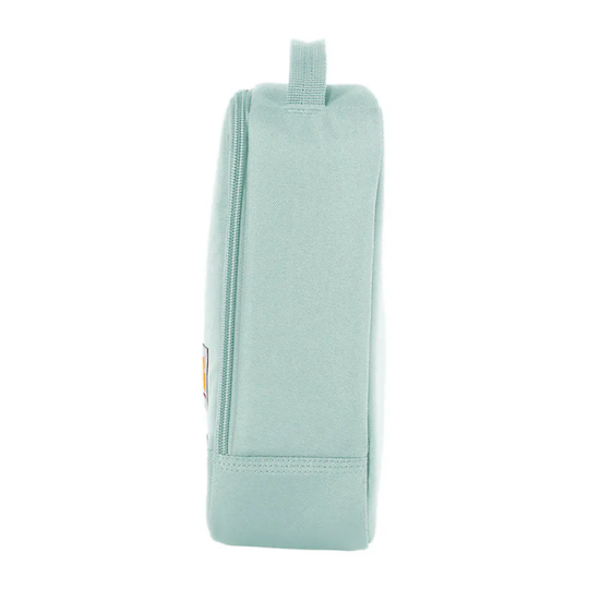 Light blue rectangular pouch with a zipper on a white background