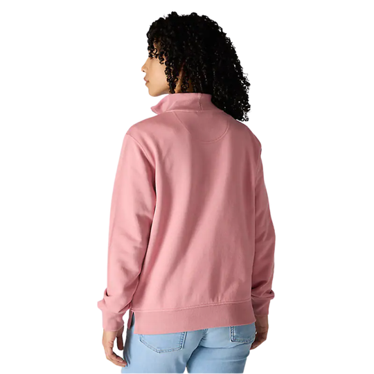 Person wearing a pink sweatshirt on a white background
