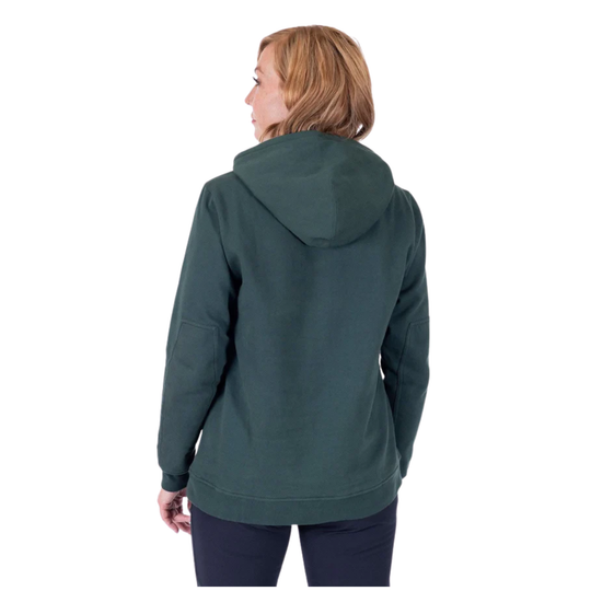 Person wearing a green hoodie on a white background