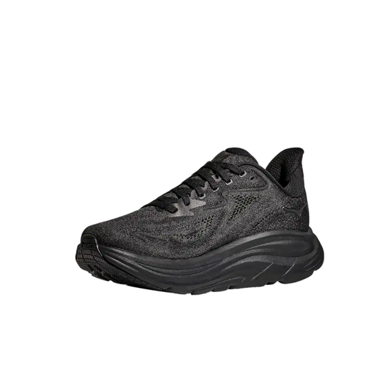 Black athletic shoe on a white background