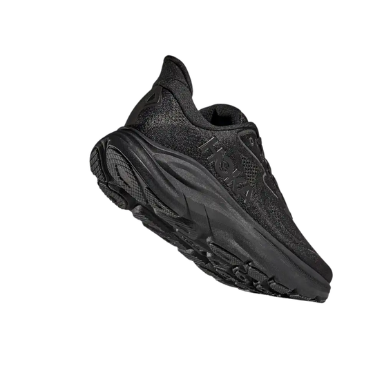 Black athletic shoe on a white background