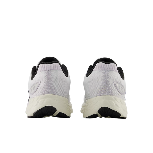 White running shoes with black accents on a white background