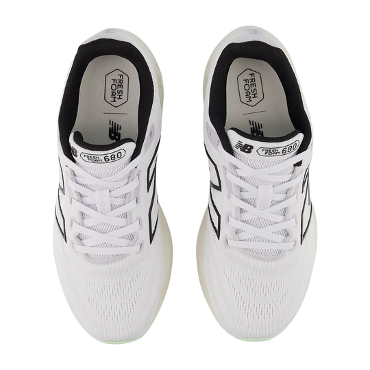 White running shoes with black accents on a white background