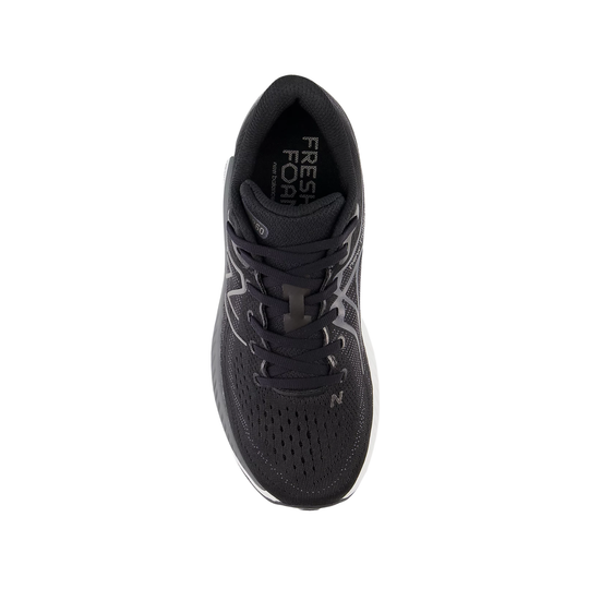 Black running shoe with 'Fresh Foam' branding on a white background