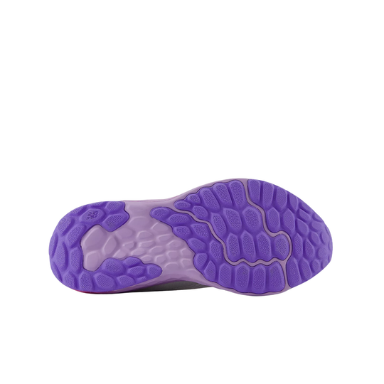 Close-up of a purple and gray shoe sole on a white background