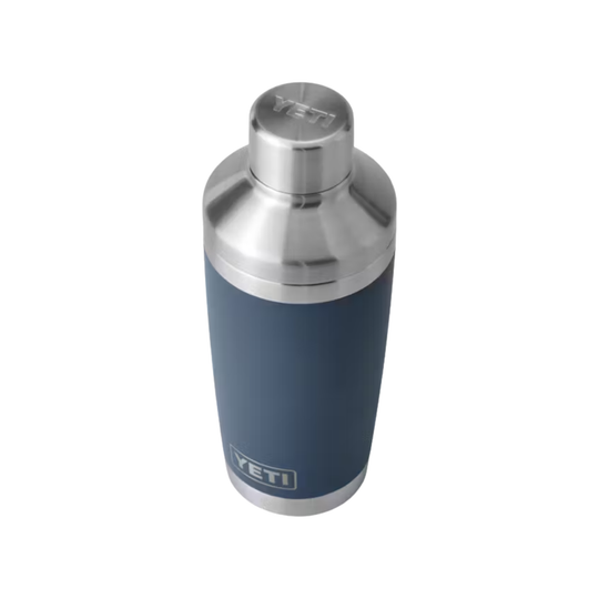 Blue YETI insulated drink container on a white background