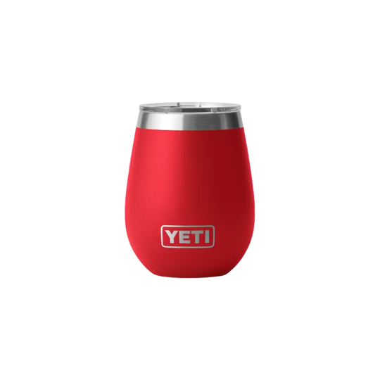 Red YETI wine tumbler on a white background