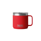 Red YETI mug with a silver interior on a white background