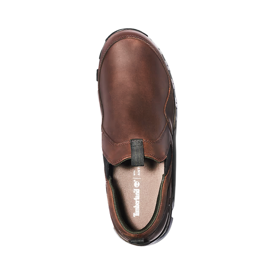 Brown leather slip-on shoe on a white background
