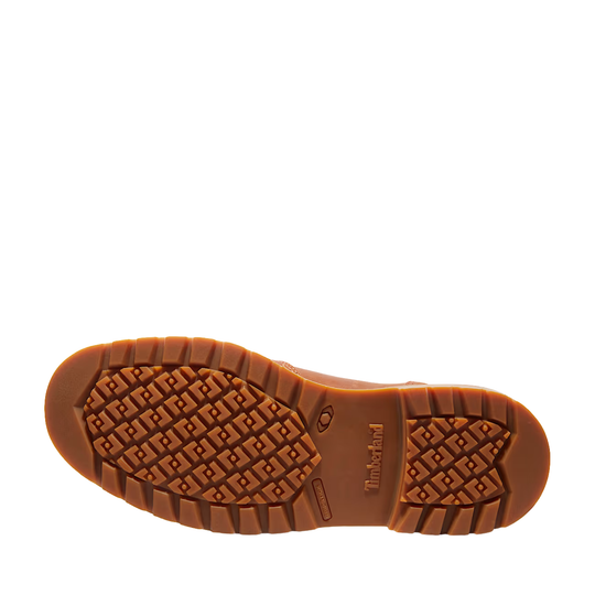 Brown boot sole with tread pattern on a white background