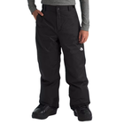 Person wearing black snow pants with a brand logo on a white background