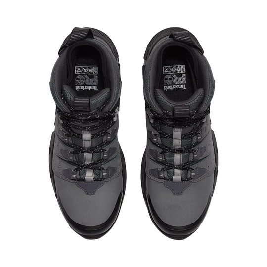 Pair of black and gray sneakers on a white background