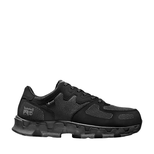 Black athletic shoe on a white background