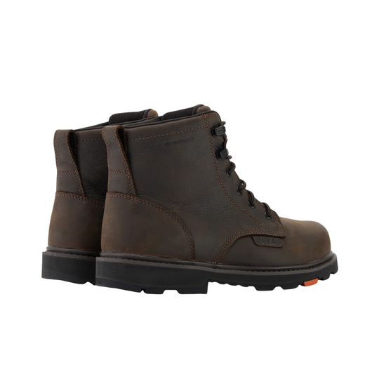 Brown leather boots on a white background