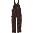 Brown bib overalls on a white background