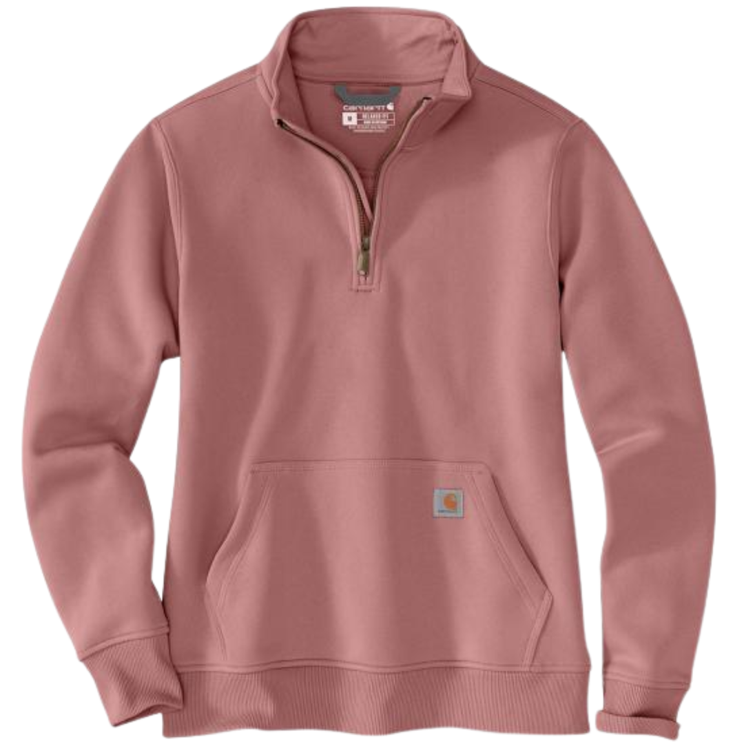 Pink pullover with a brand logo on a white background