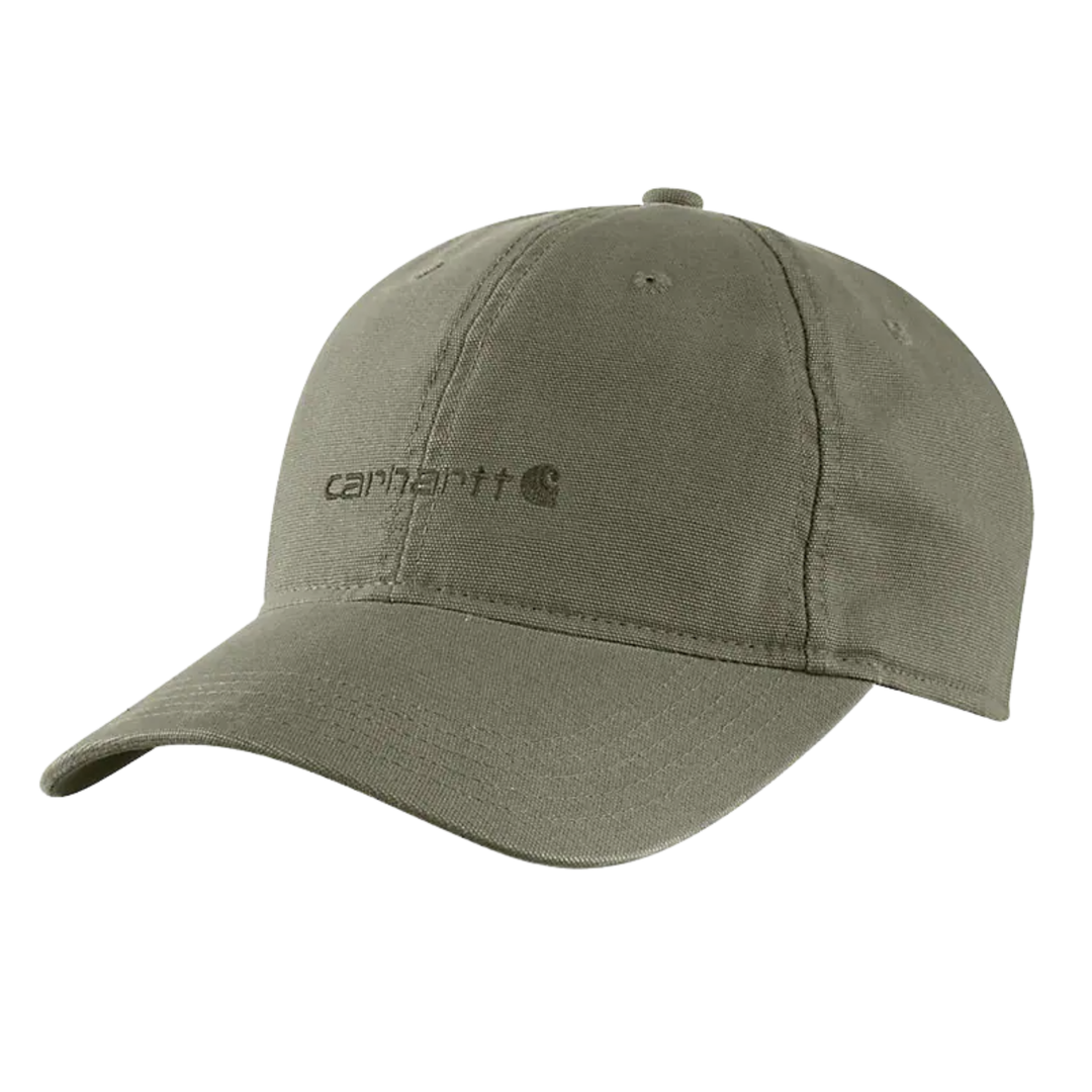 Green baseball cap with Carhartt logo on a white background