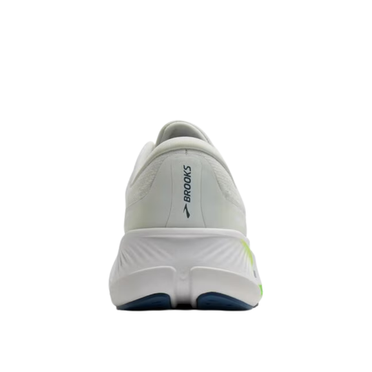 Back view of a Brooks running shoe on a white background