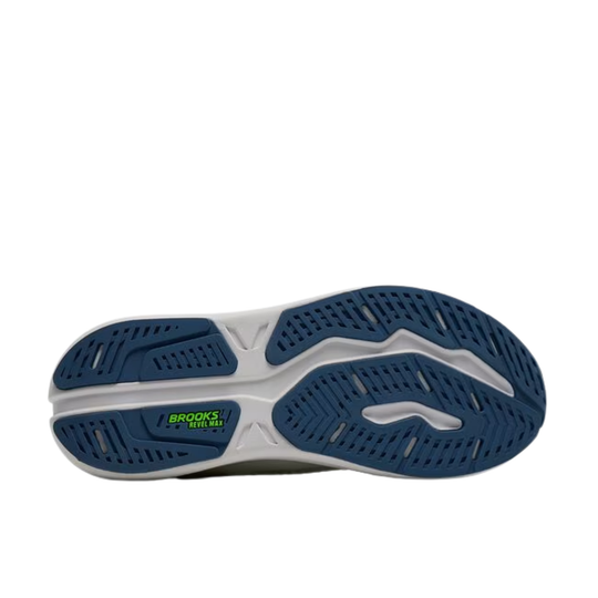 Close-up of a running shoe sole with 'Brooks' branding on a white background