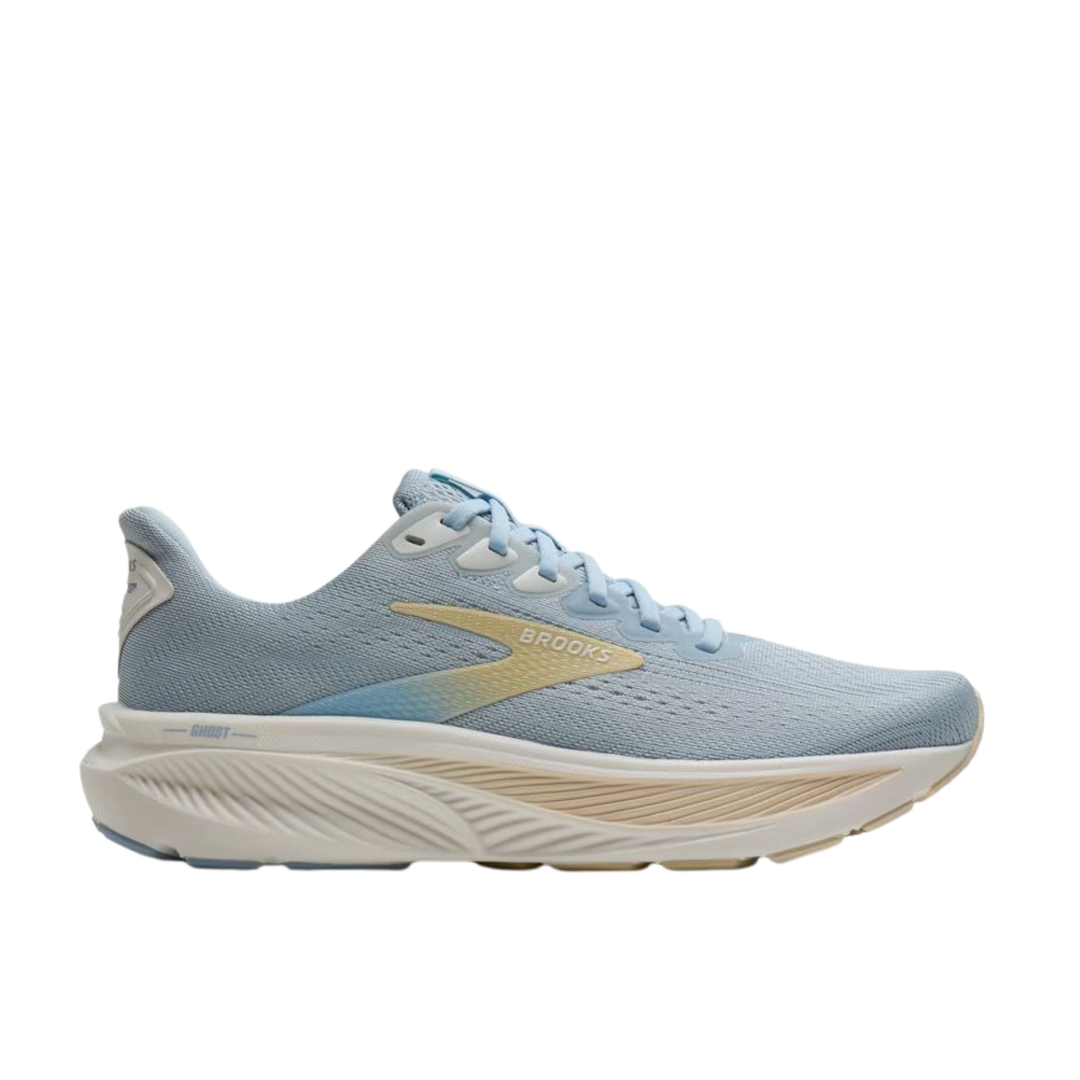 Colorful sneaker with pink, orange, and white design on a white background
