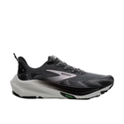 Black and white running shoe with 'Brooks' branding on a white background