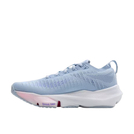 Light blue running shoe on a white background