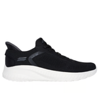 Black sneaker with white sole on a white background