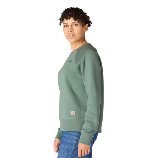 Person wearing a green sweatshirt on a white background