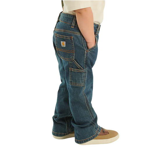 Blue jeans worn by a person on a white background