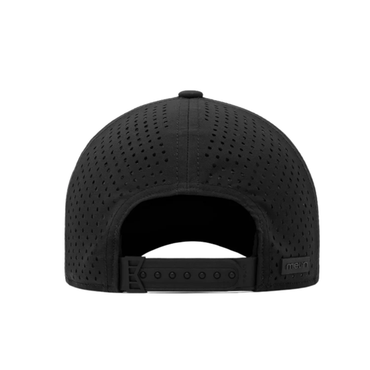 Black cap with ventilation holes on a white background