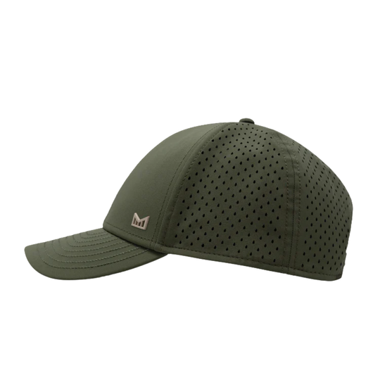 Green cap with a logo on a white background
