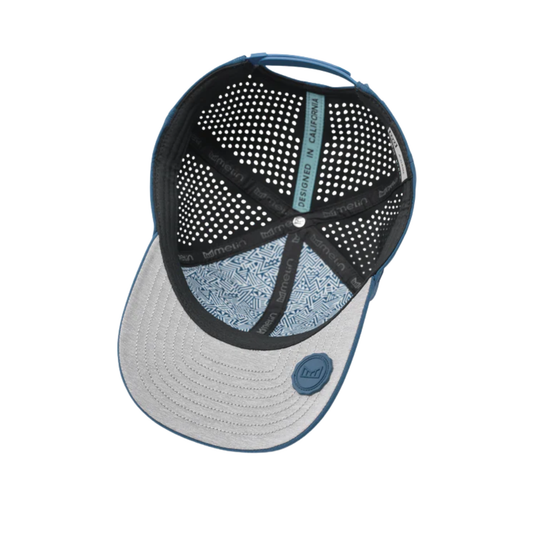 Baseball cap with black mesh back and gray brim on a white background