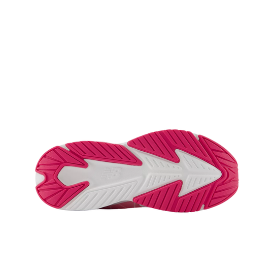 Close-up of a pink and white shoe sole on a white background