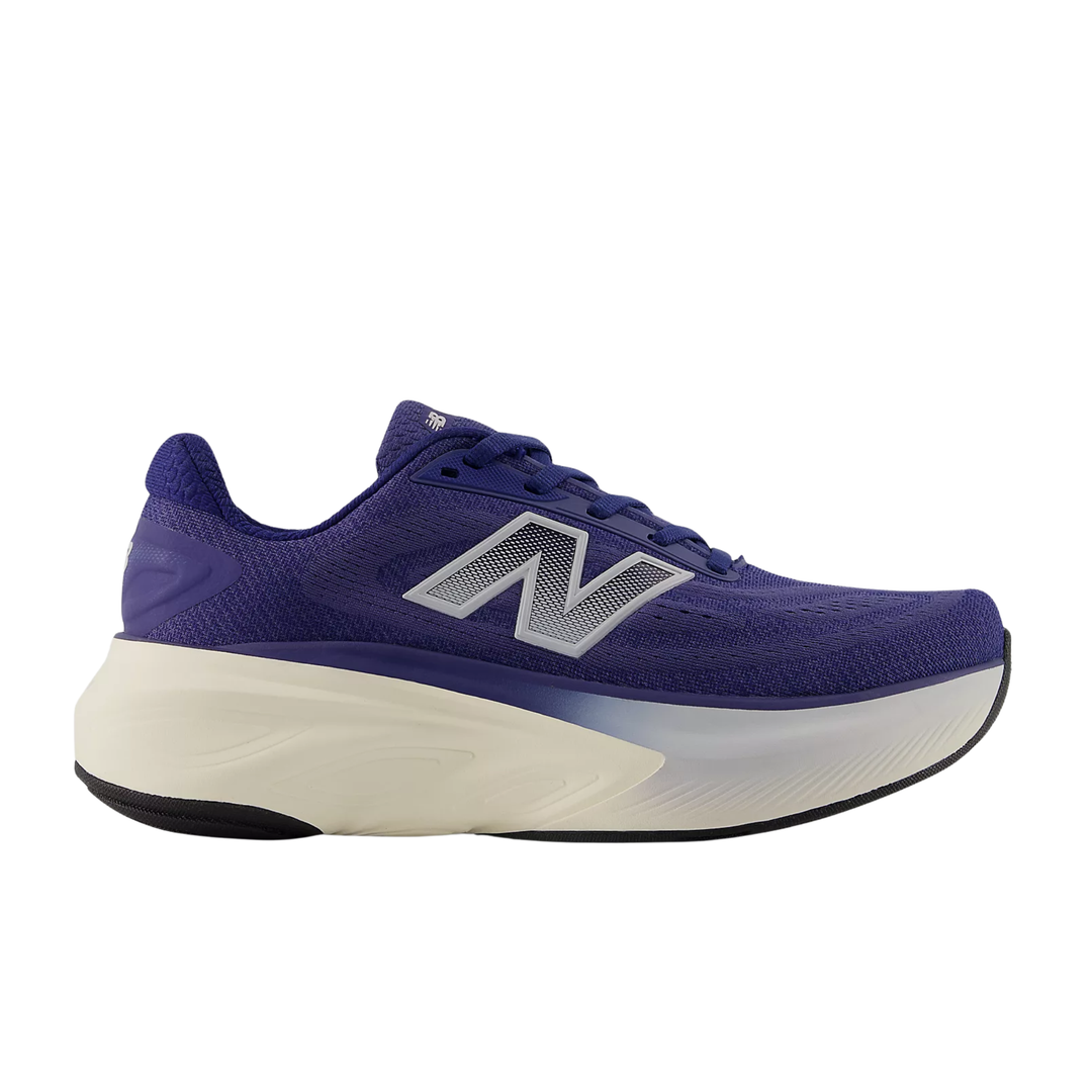 Purple running shoe with white sole on a white background
