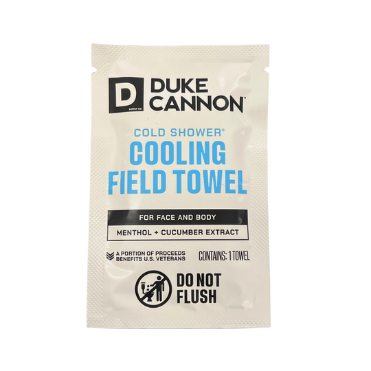 Duke Cannon Cold Shower Cooling Field Towel packaging on a white background