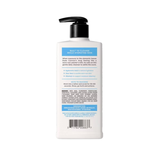 white and blue face wash bottle
