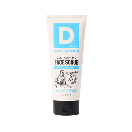white and blue 6oz tube face scrub