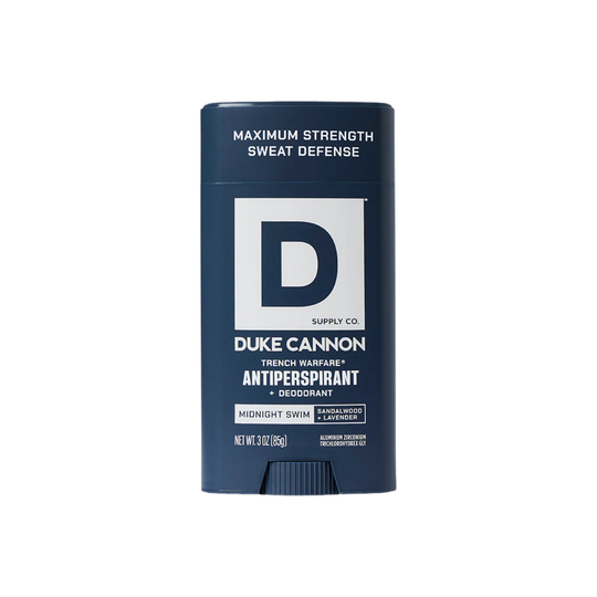 Duke Cannon antiperspirant deodorant stick on a white background