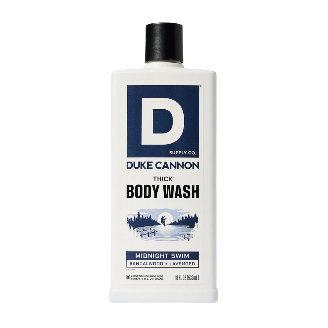 white and blue body wash 18oz bottle