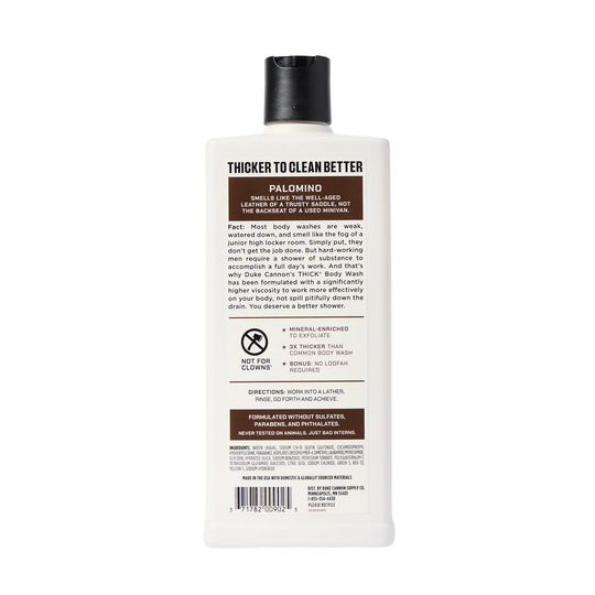 Body wash bottle with label on a white background