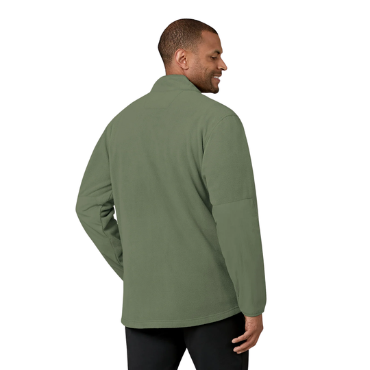 Man wearing a green jacket on a white background