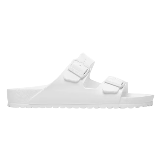 White sandal with two straps on a white background
