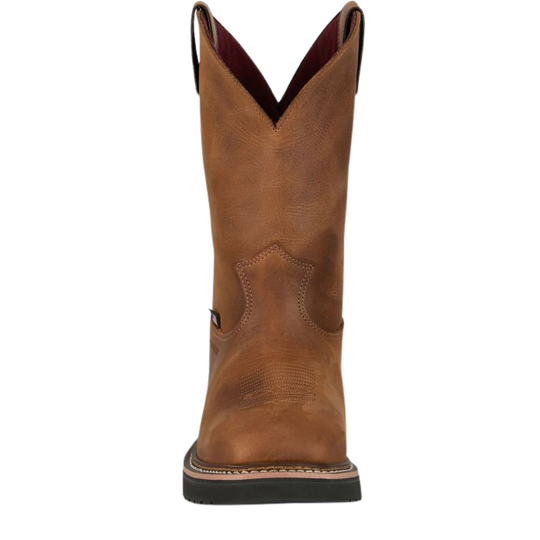 Brown cowboy boot on a white background