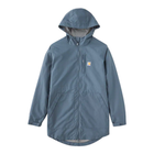 Blue raincoat with a hood on a white background